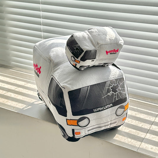 Truck-kun plushie by Wakuma – anime-inspired truck-shaped isekai plush, soft premium fabric, available in 30cm and 15cm sizes.