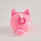 Pink round Wakuma bear plush keychain with chibi-style face, two forehead marks, and small paws. Back View.