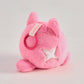 Pink round Wakuma bear plush keychain with chibi-style face, two forehead marks, and small paws.